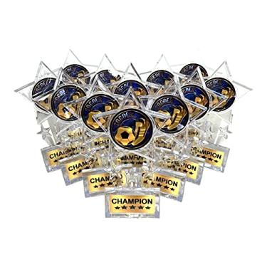 Imagem de Express Medals Prêmio Troféu Campeão de Futebol Estrela de Acrílico Transparente de 16,5 polegadas (pacote com 12)