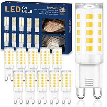 Imagem de Pacote com 10 lâmpadas LED G9 4000K branco natural (branco leite) base de pinos Bi G9 4W LED T4 para lustres de cristal, base G9 equivalente a halogênio de 40 W, ângulo de feixe de 360 graus 400LM