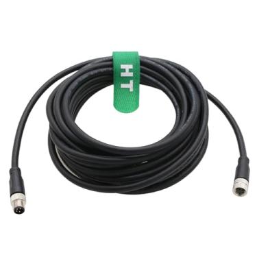 Imagem de HangTon M8 4 pinos macho atuador fêmea sensor extensão cabo de alimentação para Keyence Omron Phoenix interruptor de automação de contato dispositivo de campo blindado A-Code PVC 5m