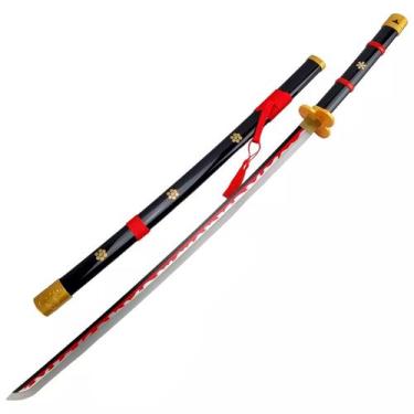 Imagem de Espada Roronoa Zoro Katana Enma Black De Bambu Com LED Cosplay One Pie
