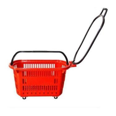 Imagem de Cesta Plástica Amapá para Compras com Rodas 30L Vermelho Capacidade at