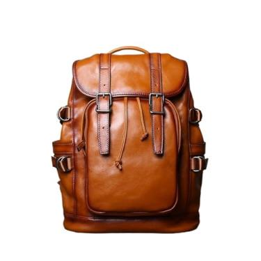 Imagem de Mochila masculina de couro retrô fashion bolsa de viagem para homens bolsa casual para laptop