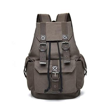 Imagem de Mochila de lona para homens mochilas escolares casuais grandes para meninos bolsa de viagem para homens(Coffee)