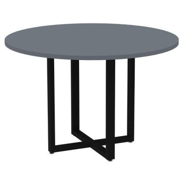 Imagem de Mesa de Reunião Redonda P25 Pandin 110 cm (Largura) Tampo MDP Grafito Pé Aço Tubular Preto