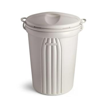 Imagem de Lixeira Plástica Grande 103 Litros Com Tampa Alças Cesto De Lixo Área Externa Bege - 292 Sanremo