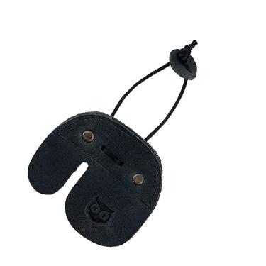 Imagem de Hide & Drink, Aba de dedo para tiro com arco, proteção contra arcos recurvos, protetor de dedo, equipamento de treino de tiro esportivo e ao ar livre, couro de flor integral, feito à mão, preto carvão