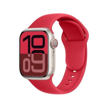 Imagem de DONEGANI Pulseira esportiva de silicone vermelha para Apple Watch C1C SE Ultra 2 de 40 mm, 44 mm, 46 mm, 42 mm, 45 mm, 41 mm, 38 mm, 49 mm, séries 10, 9, 8, 7, 6, 5, 4, 3