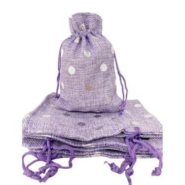 Imagem de Autupy 20 sacos de estopa roxos de 9,9 x 14 cm com cordão para armazenamento de joias de linho para lembrancinhas de festa de casamento de Natal