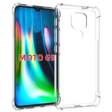 Imagem de USTIYA Capa para Motorola MOTO G9 Case Uso Resistente, Bumper Absorção Choques em TPU Transparente capinha Protector Câmera Espessamento nas Quatro Pontas da Carcasa