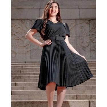 Imagem de Vestido Midi Plissado Estilo Evangélico Moda Feminina - MeM Modas, Pre