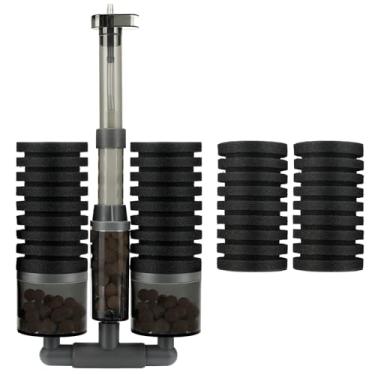 Imagem de Qwakay Aquarium Sponge Filter Fish Tank - Filtro silencioso para aquário com 4 esponjas e 2 sacos de pedras de filtro para tanque de 5 10 20 e 40 galões