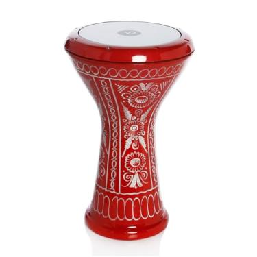 Imagem de VD® Darbuka/Doumbek Alumínio Fundido - Pontas de Afinação e Cabeça Rmvble (21,5 cm) (Motivos Anatólios em Vermelho)