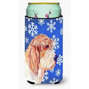 Imagem de Petit Basset Griffon Vendeen Winter Snowflakes Holiday Tall Boy Beverage Insulator Beverage Insulator Hugger