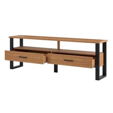 Imagem de Rack Para Tv Até 60 Pol. Estilo Industrial 2 Gavetas F42 Freijó/Preto Fosco