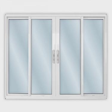 Imagem de Janela de Alumínio de Correr 120x150cm 4 Folhas 2 Fixas com Vidro Mini Boreal Linha Solida mgm