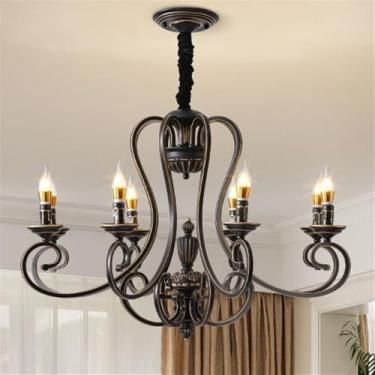 Imagem de OUFULA Lustre retrô americano LED Personalidade Criatividade Sala de Estar Restaurante Quarto Estudo Villa Hotel Café Bar Clothing Store Lâmpada Pendente (E 8 luzes)