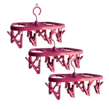 Imagem de Kit 3 Varais Roupas Íntimas Meias Calcinha Cueca 16 Prendedores Varal de Apartamento(Rosa)