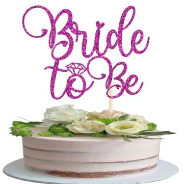 Imagem de 1 pacote de enfeite de bolo Bride to Be Anel de purpurina escolha de bolo noiva para ser casamento despedida de solteira decoração de cupcake tema chá de panela festa decoração de bolo suprimentos