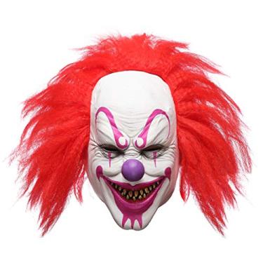 Imagem de Máscara de látex de palhaço do Coringa assustador do mal assassino, acessório para fantasia de Halloween, Palhaço de cabelo vermelho, Adult Size
