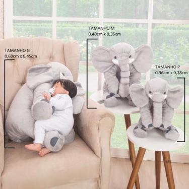 Imagem de Almofada travesseiro apoio elefante para bebe pelucia grande - Miguel 