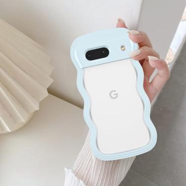Imagem de QLTYPRI Capa compatível com Google Pixel 8a, linda moldura ondulada encaracolada transparente para meninas e mulheres, capa protetora à prova de choque de silicone macio transparente TPU para Google