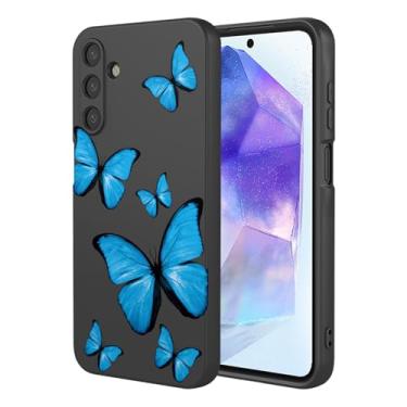 Imagem de KOARWVC Capa de celular para Galaxy A55, capa para Samsung A55 SM-A556, design de padrão de borboleta, fina, protetora, macia, amortecedora, capa de telefone para Samsung Galaxy A55 borboleta preta