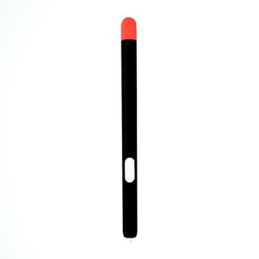Imagem de Capa de silicone de duas cores, compatível com Samsung Galaxy Tab S6 Lite S Pen, capa protetora Stylus antiderrapante, suporte suave para S Pen no Galaxy Tab S6Lite (preta, para Tab S6Lite)