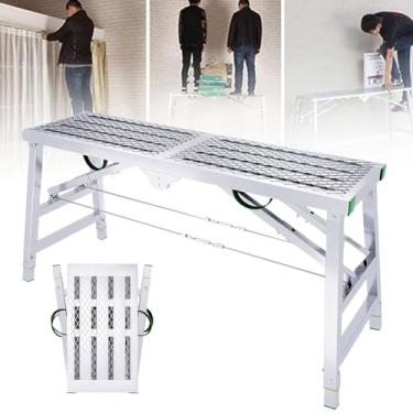 Imagem de WYUYIWH Andaime portátil multiuso plataforma de trabalho andaime torre escada banco altura ajustável, equipamento de andaime dobrável, soldagem de aço galvanizado, carga máxima de 362 kg