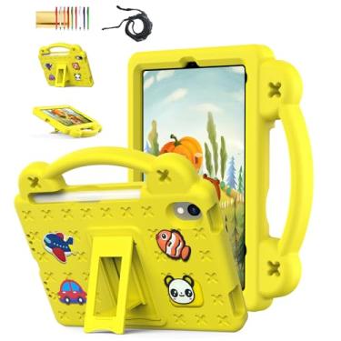 Imagem de Dteck Capa para iPad Mini A17 Pro/iPad Mini 6ª geração para tablet infantil de 8,3 polegadas (2024/2021) com suporte/alça, desenho animal/carro, capa robusta e leve à prova de choque com alça de ombro