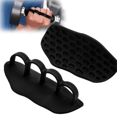 Imagem de AGLOO Punhos de treino antiderrapantes aprimorados – Punhos de borracha para levantamento de peso, flexões, halteres e treinamento de academia, protetores de mão para palma da mão, luvas de treino sem