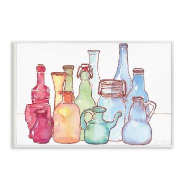 Imagem de Stupell Industries Coleção de vasos coloridos arte giclée emoldurada branca, design por Stephanie Fielden, 61 x 40 cm