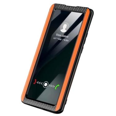 Imagem de HAO RIYLN Capa de couro para Samsung Galaxy S25 Ultra/S25 Plus/S25, capa de janela flip de hibernação inteligente, proteção total, capa antiqueda, laranja, S25plus