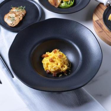 Imagem de Conjunto com 4 Pratos de Massa Orgânico Preto Matte Ø28x6,5cm 450ml - 