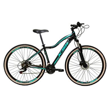 Imagem de Bicicleta Feminina Aro 29 Ksw Mwza Alumínio 24v Freio a Disco Garfo Suspensão Com Pneu Faixa Bege (Preto/Azul, 15)