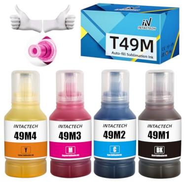 Imagem de IN INTACTECH Tinta de sublimação T49M para impressora de sublimação de tinta SureColor F170 F570 (140 ml x 4, T49M1 T49M2 T49M3 T49M4, preenchimento automático