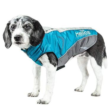 Imagem de DOGHELIOS Casaco de proteção impermeável para cães com tecnologia Blackshark médio, azul, cinza carvão, cinza claro