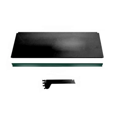 Imagem de Bandeja Prateleira Ponta 30x73 Gôndolas New Plus Preto Porta Etiqueta Verde sa Gôndolas