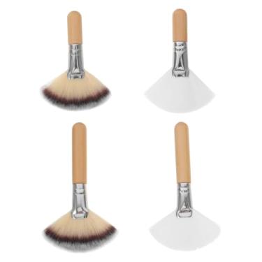 Imagem de 4 Pcs Pincel De Pó Solto Pincel De Maquiagem Escova De Pó De Ventilador Pincéis De Blush Escovas De Fãs Para Tratamentos Faciais Senhorita Setor Madeira Escova De Curto