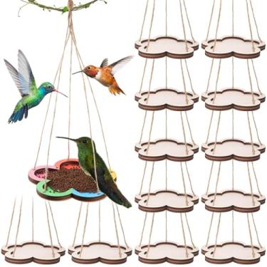 Imagem de DoubleFill 12 kits de comedouro de pássaros para crianças de 6 anos de idade comedouros de pássaros engrossados para pendurar ao ar livre, pintura de madeira, artesanato para crianças, decoração faça
