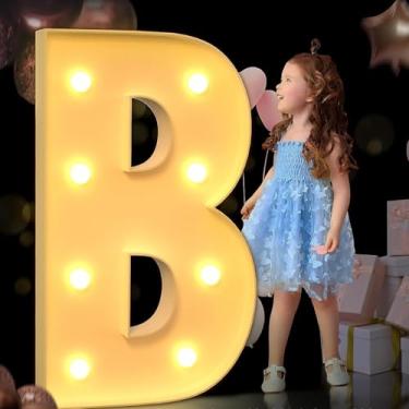 Imagem de Letras iluminadas, letreiro de LED com 26 letras, decoração de parede com alfabeto para festa em casa, bar, casamento, aniversário, festival, operado por bateria
