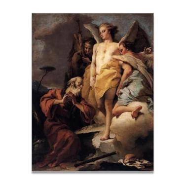 Imagem de Impressão em tela Tiepolo Giovanni Battista dos Três Anjos – Obra-prima rococó barroca, pintura escolar de Veneza, pintura a óleo decorativa para galeria doméstica 80 x 104 cm
