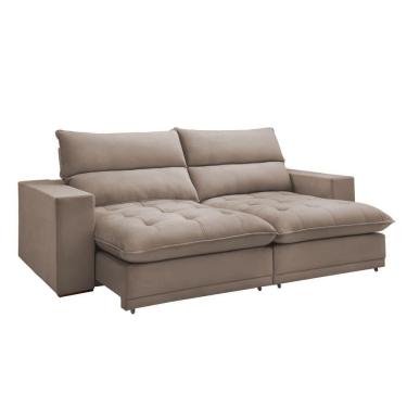 Imagem de Sofá Retrátil E Reclinável Martinho Veludo Bege Escuro 2,10m