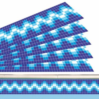 Imagem de Kit 22 Adesivos Piscina Azulejo Mosaico Zigue zague Azul 100x15cm - Re