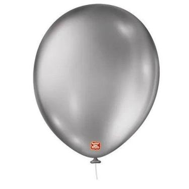 Imagem de Balao 9 metallic balloon c/25 prateado sao roque - são roque