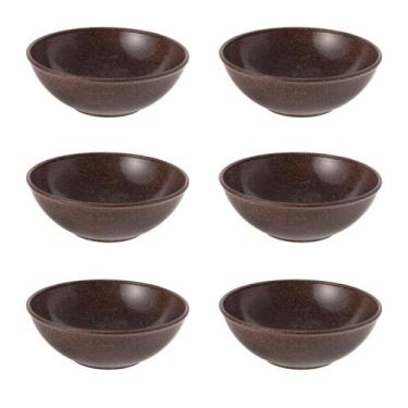 Imagem de 6un Tigela bowl 700ml salada petiscos Marrom Escuro 17cm - Evo