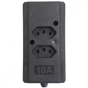 Imagem de Tomada Barra Interneed   Dupla 10A 2 Polos +Terra Preta  68853, Preto