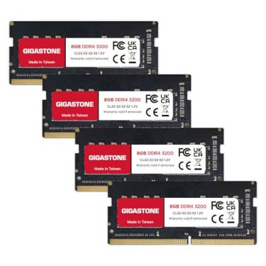 Imagem de 【RAM DDR4】 Kit GIGASTONE de 32 GB (4 x 8 GB) DDR4 3200 MHz (2933 MHz ou 2666 MHz) PC4-25600 (PC4-23400/21300) CL22 1,2 V SODIMM 260 pinos sem buffer, sem buffer, sem ECC, atualização de memória para