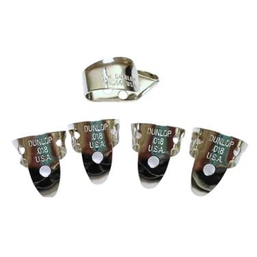 Imagem de Dedos e palhetas de dedo Dunlop de prata de níquel, 0,45 cm, pacote com 5 jogadores