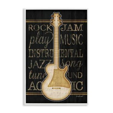 Imagem de Stupell Industries Desenho de arte giclée emoldurado branco com motivo de guitarra elétrica por Jennifer Pugh, 12 x 18