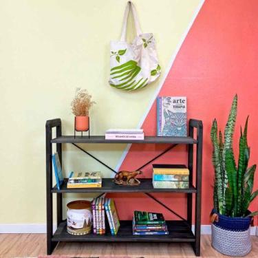 Imagem de Aparador de Madeira Pinus Linea de 3 Prateleiras Ample Tabaco - ArtFac